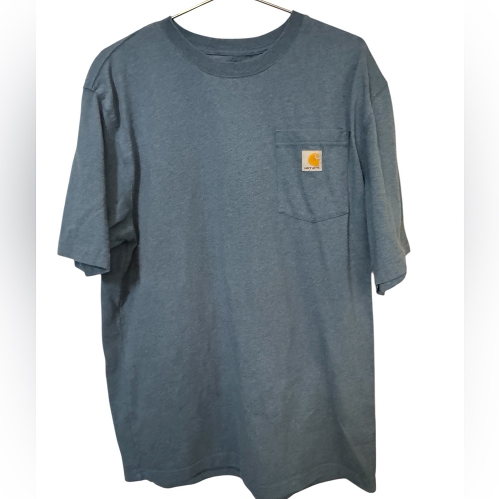 Carhartt Men's Slate Blue Short Sleeve Oversized Loosefit L Pocket T-Shirt NICE